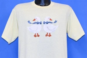 vintage 90s GEESE GOOSE DUCKS HAND PAINTED BIRD BOW FOLK ART t-shirt LARGE L - Picture 1 of 6