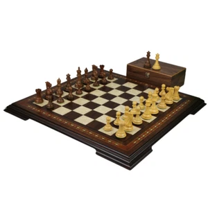 20'' Wooden Chess Set with Helena Board Weighted Sheesham Morphy Staunton  - Picture 1 of 11