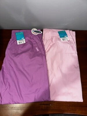 NUEVO Lote de 2 Pares Pantalones Médicos Landau Ajuste Fácil Rosa + Púrpura Claro XXL 2XL NUEVOS CON ETIQUETAS Foto 1 de 4
