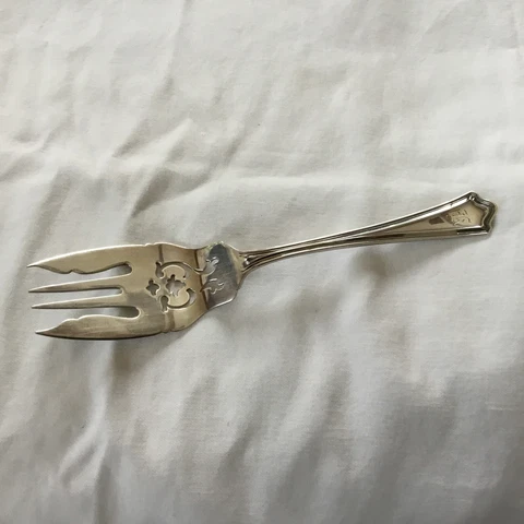 Rare Insull & Crabb Antique Sterling Silver Serving Fork Slotted Hallmarked Cover