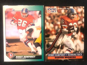 NFL - Bobby Humphrey 1991 Score & 1991 Pro Set Football - Broncos