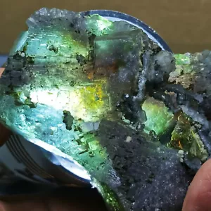 WOW!!! Seltene transparente grüne lila Würfel Fluorit Mineral Probe / China - Bild 1 von 12