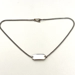 Pulsera tobillera vintage de plata de ley 925 con etiqueta de identificación lisa de 9" - Imagen 1 de 8