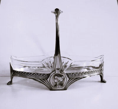 WMF Antique Art Deco Jardieniere Centrpiece Original Glass Insert. Silver-plated - Image 1 of 4