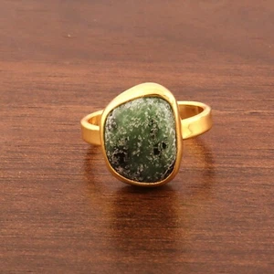 Genuine Ruby Zoisite Handmade Yellow Gold Plated Single Layer Adjustable Ring - Picture 1 of 3