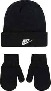 NEW Nike Beanie Nike Toddler Baby Beanie and Mittens 2 Piece Set 2T - 4T Black - Picture 1 of 3