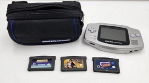 Nintendo Gameboy Advance Silver AGB-001 Handheld w/3 Games and Carrying Case - Picture 1 of 6