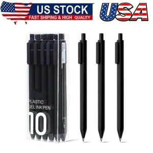 Gel Pens Black 0.5mm Fine Point 10Pcs Retractable Aesthetic Pens Office Supplies - Picture 1 of 8