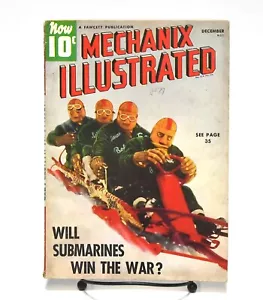 VINTAGE DEC 1937 MECHANIX ILLUSTRATED MAGAZINE TOBAGAN SNOW SLED GREAT COVER ART - Foto 1 di 5