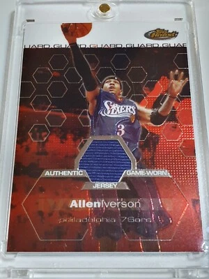 2002 Topps Finest Allen Iverson #PATCH /999 Game Worn Jersey - Ready to Grade - Image 1 of 4