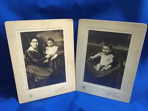 Due foto antiche ~ madre e bambino ~ adorabile bambina in pannolino ~ foto NY - Foto 1 di 1
