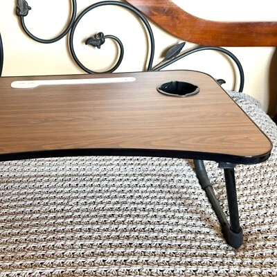 Laptop Bed Desk Portable Foldable Lap Desk Tray Table USB Charger Cup Holder - Image 1 of 4