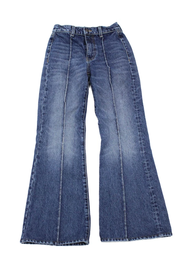 Jeans feminino Nili Lotan perna larga alargada azul cintura alta 100% algodão tamanho 24 - Imagem 1 de 4