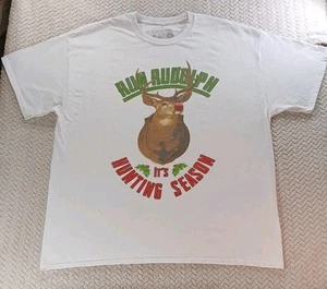 Rudolph Red Nosed Reindeer White Graphic XL T Shirt Run It's Hunting Season  - Picture 1 of 16