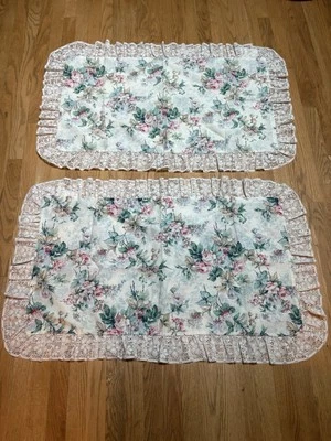 Fundas de almohada vintage Crown Crafts Promenade King (2) rosas florales borde de encaje Foto 1 de 4