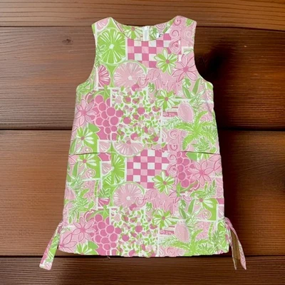 Vestido Lilly Pulitzer Vintage Etiqueta Blanca Cambio Jugo Soporte Elefante Niñas Talla 6 Foto 1 de 4