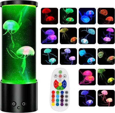 LED Quallen Lava Lampe Nachtlicht Aquarium Mit Fernsteuerung 17 Farbe 4Lichtmodi - Bild 1 von 4