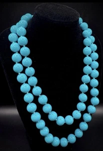 Vintage Joan Rivers TurquoiseColorBeaded Long StatementNecklace - Picture 1 of 6
