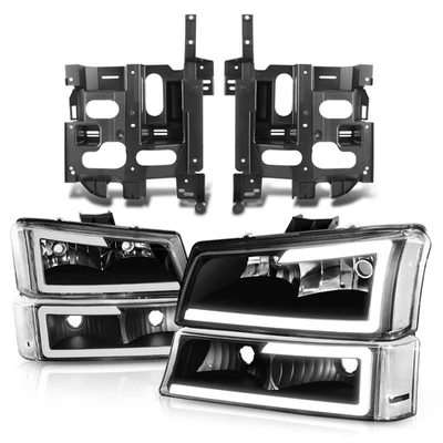 Faros LED DRL transparentes negros Fit 03-07 Avalanche Silverado + soportes de montaje Foto 1 de 4