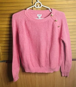 Suéter Para Mujer J.Crew Factory Botón Raglán Cuello Redondo Rosa Talla S - Imagen 1 de 6