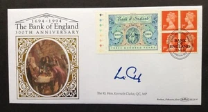 Benham 1994 4x1st Bank of England Book on First Day Cover, SIGNED KENNETH CLARKE - Picture 1 of 2
