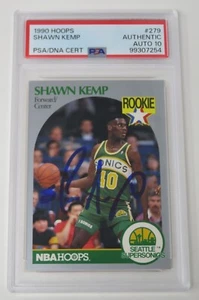 Shawn Kemp SONICS Signed Autograph 1990 NBA Hoops Rookie Card 279 PSA 10 Auto - Picture 1 of 6