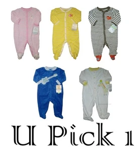 Carters Sleep Play Terry Snap Up Footie Sleeper Footed Outfit Girls Boys PJ 1 pc - Picture 1 of 6