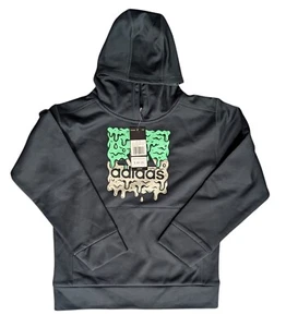ADIDAS ~ Boy's Badge of Sport Slime Hoodie ~ Green Small (8) - Picture 1 of 7