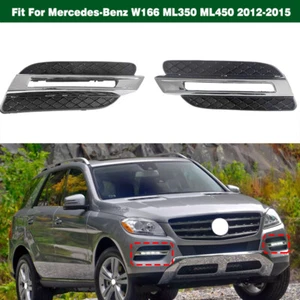 Front Bumper Fog Light Grille Cover Chrome Trim For Benz W166 ML350 ML450 12-15 - Picture 1 of 7