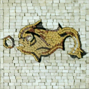 Abstract Gold Fish Bathroom Handmade Decoration Design Marble Mosaic - Picture 1 of 1
