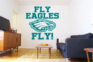 PHILIDELPHIA EAGLES FLY EAGLES FLY LARGE WALL VINYL ART DECAL 30" TALL - Picture 1 of 3
