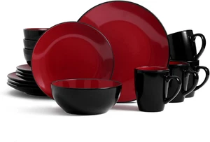 16 Piece round Kitchen Dinnerware Set,Plates and Bowls Sets,Dishes, Dinner Plate - Picture 1 of 6