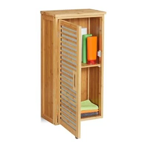 Bad Hängeschrank Bambus 2 Fächer höhenverstellbarer Einlegeboden Badschrank H... - Picture 1 of 9