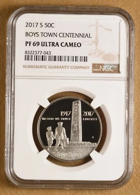 2017 S Boys Town Centennial Commemorative Half Dollar NGC PF 69 Ultra Cameo - Image 1 of 2