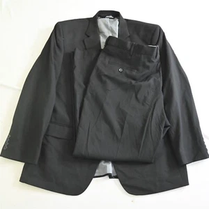 Haggar 46R 42x30 Black Classic Fit Expander Waist Mens Jacket Pants Suit - Picture 1 of 12