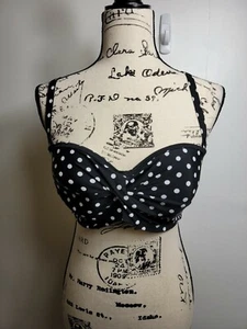 Panache Anya Spot geformtes Bandeau Bikini-Badeoberteil - schwarz/weiß Tupfen - 32F - Bild 1 von 10