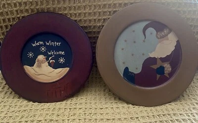 Hearthside Collection 2007 Becca Barton Santa Moon & Snowman Christmas-2 Plates - Image 1 of 4