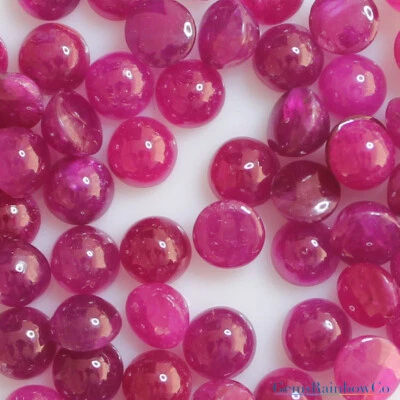 Natural Ruby Cabochons, loose Round gemstone in sizes 5 mm to 7 mm, AAA Quality - Image 1 of 4