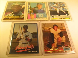 Lot of 5 BB Cards 1970'S 1990's MAYS Mondesi SABERHAGEN Trammell [c3b14] - Picture 1 of 1