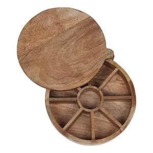 Scatola delle spezie indiane fatta a mano in legno di acacia per cucina 9 scomparti - Foto 1 di 6