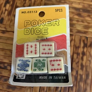 Vintage 5er Set Poker Würfel Made in Taiwan Spielkarten Design 1986 - Bild 1 von 2