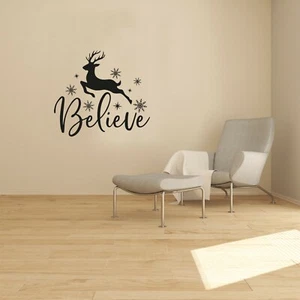 Believe Rentier Frohe Weihnachten Urlaub Vinyl-Wandbild Aufkleber Zuhause Zimmer Abziehbilder - Bild 1 von 6