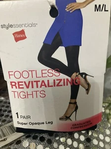 MEDIAS OPACAS REVITALIZANTES SIN PIES HANES M/L - NEGRAS - COMPRESIÓN GRADUADA - Imagen 1 de 3