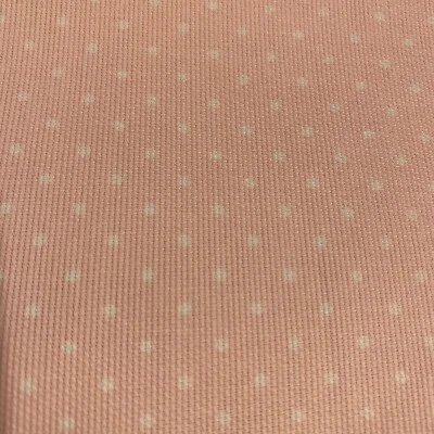 Kensington Polka Dot Pinwale Pique Fabric By Pinnacle Fabrics White On Pink BTY - Image 1 of 4