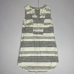 Fat Face Dress 6 Grey Sleeveless Short Striped Pockets Cotton V-Neck - Picture 1 of 11