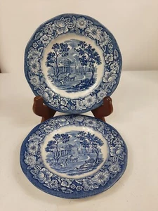 Liberty Blue Monticello 5¾" Bread/Dessert Plates Set of 2 Made in England - Picture 1 of 4