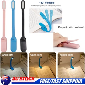 Portable Clip-On Reading Lamp Book Light Mini LED Night Torch 3 Modes Brightness - Picture 1 of 23