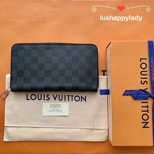 🔥NEW LOUIS VUITTON Men's Organizer Long Zip Wallet Damier Graphite ❤️ HOT GIFT - Picture 1 of 14