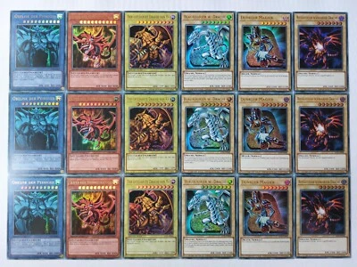 Götterkarten Obelisk Slifer Ra Blauäugiger W. Drache Magier 18 Karten deutsch - Bild 1 von 4