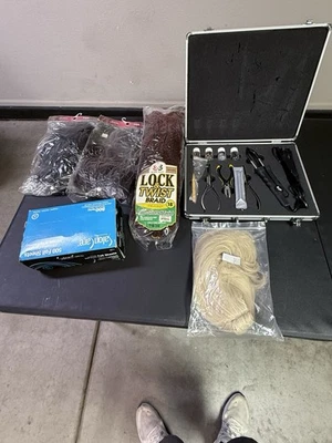Hair Extensions Bundle w/ Tools, Human Hair, Synthetic & Salon Foils - Image 1 of 4
